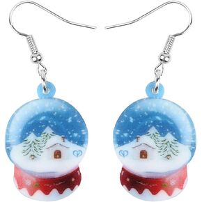 Acrylic Christmas Snow Globes Earrings Crystal Ball Dangle Novelty Jewelry Charms Gifts for Women