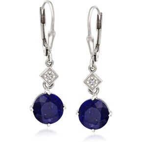 Ross-Simons Precious Gemstone Drop Earrings with Diamond Accents in Sterling Silver