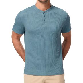 JMIERR Men's Henley Shirts Waffle Cotton Crewneck T-Shirt Gym Workout Athletic Shirt Tees with Button