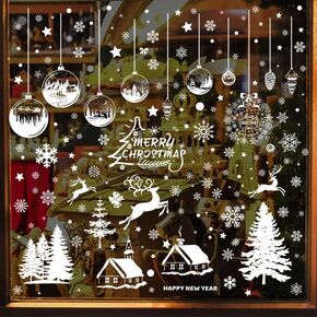 244 Pcs Christmas Window Clings,Christmas Decorations Christmas Stickers for Glass,Double Side Reusable Cute Winter Holiday Window Stickers,Snowflake Reindeer Christmastree Decals for Party
