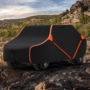 153 Inch UTV Cover for Polaris Ranger Crew RZR General 4, Can-Am Defender Maverick Commander Max, Yamaha Wolverine Viking, Mule Pro, Black 600D Cover Protection for 4-6 Seater UTV