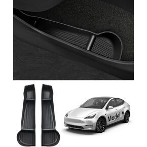 For Tesla Model Y 2020-2024 Door Pocket Insert Liner Tray, Side Door Storage Organizer Car Interior Accessories, TPE, Black, 2-Piece