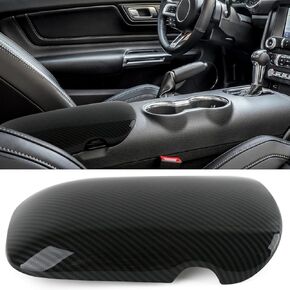 Carbon Fiber Center Console Cover Armrest Lid Cover for 2015-2024 Ford Mustang GT/Ecoboost/ S550/ S650/ Shelby GT350/GT350R/GT500 Interior Trim Car Accessories - Gloss Black