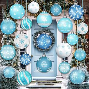 36 Pcs Winter Decorations Outdoor Double Sided Winter Ball Hanging Ornaments Wonderland Snowflake Ball Ornaments for Christmas Tree Lawn Porch Yard Xmas Decor Party Supplies