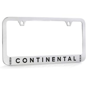Lincoln Continental Chrome Plated Brass Metal License Plate Frame Holder Wide Bottom Engraved 2 Hole