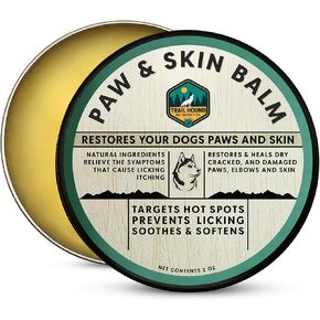 Trail Hound - All Natural Paw, Nose, & Skin Balm 3oz - Protects, Restores & Heals Dry Cracked Paws & Snout - Relieves Itchy Skin - Dog Paw Protector - Paw Soother For Dogs - Lick Safe Dog Paw Pad Balm