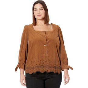 بلوزة Madewell Plus مطرزة ذات أكمام قصيرة وربطة عنق