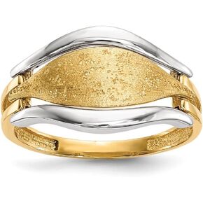Diamond2Deal 14k Yellow and White Gold Two-Tone Polished and Textured Ring