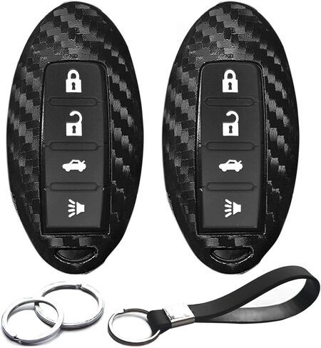2pcs Compatible with Nissan GT-R Leaf Versa Altima Armada Frontier Kicks Maxima Murano Pathfinder Rogue Select Sentra Titan Versa Note Infiniti QX80 Carbon Fiber Looks Key Fob Cover Case in Saudi Arabia