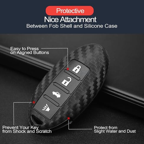 2pcs Compatible with Nissan GT-R Leaf Versa Altima Armada Frontier Kicks Maxima Murano Pathfinder Rogue Select Sentra Titan Versa Note Infiniti QX80 Carbon Fiber Looks Key Fob Cover Case in Saudi Arabia