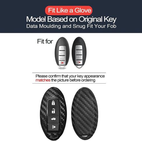 2pcs Compatible with Nissan GT-R Leaf Versa Altima Armada Frontier Kicks Maxima Murano Pathfinder Rogue Select Sentra Titan Versa Note Infiniti QX80 Carbon Fiber Looks Key Fob Cover Case in Saudi Arabia