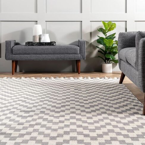 nuLOOM Priya Chevron Cotton Tassel Area Rug, 4x6, Grey in Saudi Arabia