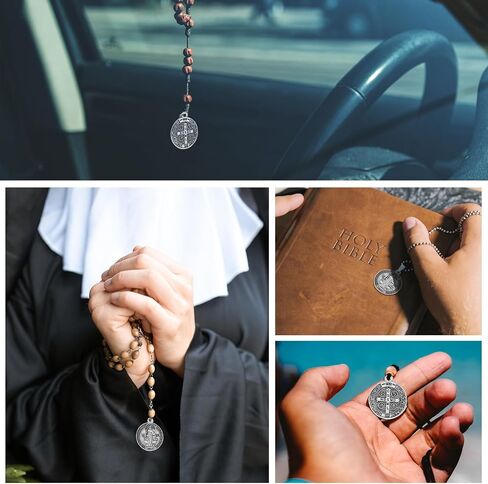 2 Pcs St Benedict Bracelets with 20 Pcs St Benedict Medals Bulk Set Catholic Amulet San Benito Medalla Adjustable Turquoise Rosary Bracelet for Women Men in Kuwait