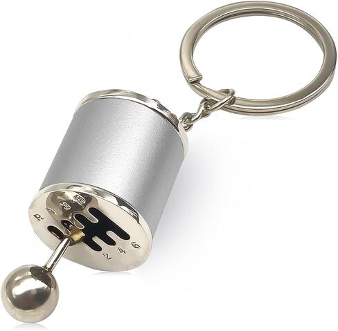 Metal Gear Box Keychain 6 Speed Manual Transmission Shift Lever Keyring, Creative Auto Part Model Gear Box, Mini Gear Shift Stick Knob Keyring, Key Fob Keychain Accessorie - White in Saudi Arabia