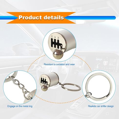 Metal Gear Box Keychain 6 Speed Manual Transmission Shift Lever Keyring, Creative Auto Part Model Gear Box, Mini Gear Shift Stick Knob Keyring, Key Fob Keychain Accessorie - White in Saudi Arabia