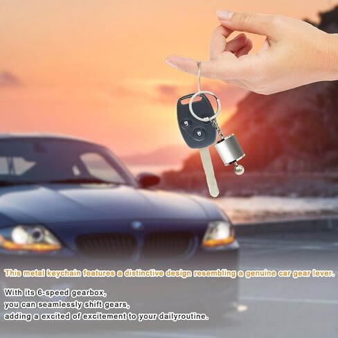 Metal Gear Box Keychain 6 Speed Manual Transmission Shift Lever Keyring, Creative Auto Part Model Gear Box, Mini Gear Shift Stick Knob Keyring, Key Fob Keychain Accessorie - White in Saudi Arabia