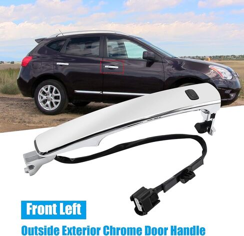 مقبض الباب الجانبي للسائق الأمامي الأيسر مع مفتاح ذكي، استبدال مقبض الباب الخارجي من الكروم لسيارة Nissan Rogue 2010-2013 يستبدل #80640-CZ31A، 80640-CZ31B، 80645-CA000 in Kuwait