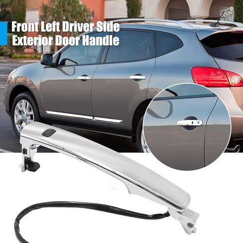 مقبض الباب الجانبي للسائق الأمامي الأيسر مع مفتاح ذكي، استبدال مقبض الباب الخارجي من الكروم لسيارة Nissan Rogue 2010-2013 يستبدل #80640-CZ31A، 80640-CZ31B، 80645-CA000 in Kuwait