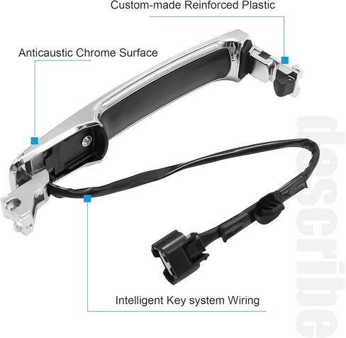 مقبض الباب الجانبي للسائق الأمامي الأيسر مع مفتاح ذكي، استبدال مقبض الباب الخارجي من الكروم لسيارة Nissan Rogue 2010-2013 يستبدل #80640-CZ31A، 80640-CZ31B، 80645-CA000 in Kuwait