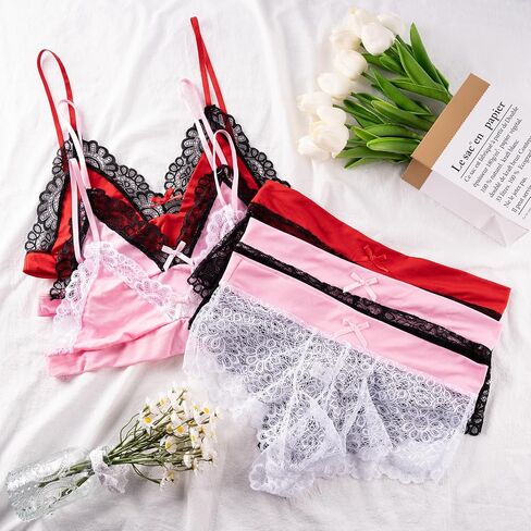 Mens Tank Top 2 Pieces Underwear Lace Panties Bikini Set Crop Tops Sexy Bra Swimsuit in Kuwait
