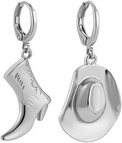 MALOYANVE البقرة النساء التمهيد قبعة أقراط فريدة من نوعها الذهب والفضة مطلي دالاس الغربية بيان هوب أقراط للنساء بوهو اللباس والمجوهرات (الفضة) in Kuwait