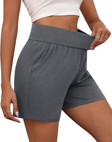 Neer 3 Pack Women's Athletic Shorts Lightweight 5'' High Waisted Elastic Wide Leg Yoga Lounge Casual Workout with Pockets in Saudi Arabia