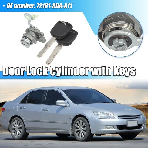 X AUTOHAUX 1 Set Driver Side Door Lock Cylinder Kit w/2 Keys 72181-SDA-A11 for Honda Accord EX LX 2.4L 3.0L 03-07 for Honda Accord Hybrid 3.0L 05-07 in Saudi Arabia