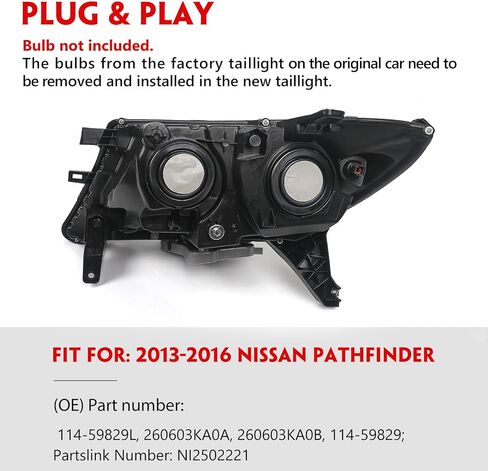 Huray Halogen Headlight Assembly Fit for Nissan Pathfinder 2013 2014 2015 2016 RH OE Factory LED DRL Projector Headlamp w/o Bulbs Replacement Right Passenger Side in Saudi Arabia