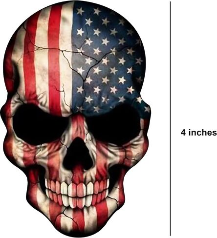 2 Pieces Skull Sticker American Flag, 4 inches - USA Decals, Motorcycle, Biker, Cool Sticker in Saudi Arabia