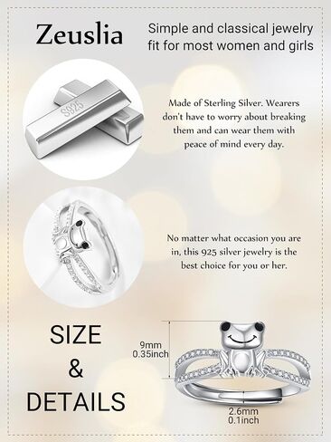 Cute Cat/Turtle/Frog/Bee/Sloth/Elephant/Koala Rings for Women 925 Sterling Silver Animal Adjustable Rings Jewelry Gifts for Women (with Gift Box) in Saudi Arabia