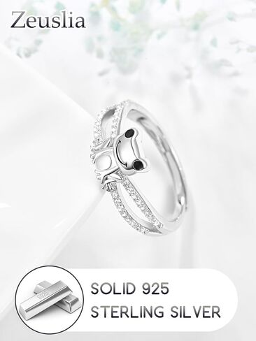 Cute Cat/Turtle/Frog/Bee/Sloth/Elephant/Koala Rings for Women 925 Sterling Silver Animal Adjustable Rings Jewelry Gifts for Women (with Gift Box) in Saudi Arabia
