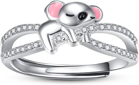 Cute Cat/Turtle/Frog/Bee/Sloth/Elephant/Koala Rings for Women 925 Sterling Silver Animal Adjustable Rings Jewelry Gifts for Women (with Gift Box) in Saudi Arabia