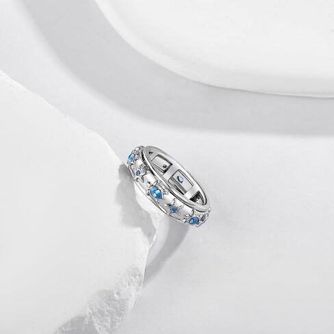 خاتم السلحفاة الدوار من الفضة الإسترليني عيار 925 لتخفيف القلق، هدية مجوهرات نجم البحر السلحفاة للنساء in Kuwait