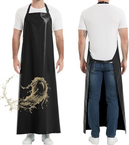 Thicker Rubber Apron, 51.18 x 35.43 inch Adjustable Apron, Heavy Duty Oil & Chemical Resistant Work Apron, Extra Long Waterproof Aprons for Dish Washing, Gardening, Lab Work, Butcher and Dog Grooming in Saudi Arabia