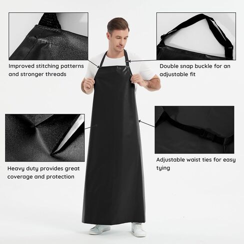 Thicker Rubber Apron, 51.18 x 35.43 inch Adjustable Apron, Heavy Duty Oil & Chemical Resistant Work Apron, Extra Long Waterproof Aprons for Dish Washing, Gardening, Lab Work, Butcher and Dog Grooming in Saudi Arabia