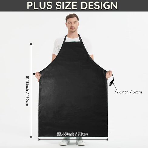 Thicker Rubber Apron, 51.18 x 35.43 inch Adjustable Apron, Heavy Duty Oil & Chemical Resistant Work Apron, Extra Long Waterproof Aprons for Dish Washing, Gardening, Lab Work, Butcher and Dog Grooming in Saudi Arabia