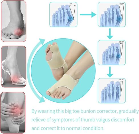 Bunion Relief Sleeves Bunion Pads Brace Cushions Toe Straightener with Silicone Gel Big Toe and Pinky Separator Spacer Hallux Valgus Relief Kit Pack (Large) in Saudi Arabia