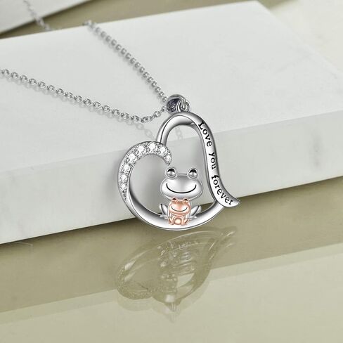 POPLYKE Frog/Fox/Ladybug/Cat/Pig/Dinosaur/Penguin/Sea Turtle/Koala Necklace Jewelry for Women Sterling Silver for Mom Daughter Wife(sliver-animal necklace) in Kuwait