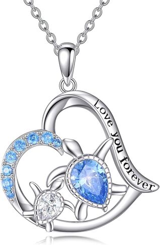 POPLYKE Frog/Fox/Ladybug/Cat/Pig/Dinosaur/Penguin/Sea Turtle/Koala Necklace Jewelry for Women Sterling Silver for Mom Daughter Wife(sliver-animal necklace) in Kuwait