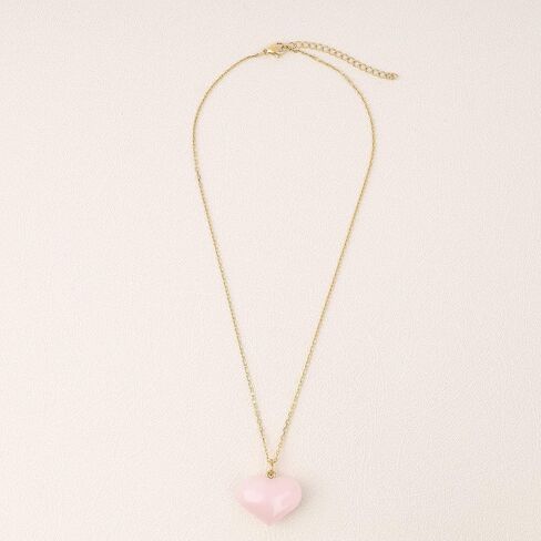 GAVU Rose Quartz Crystal Heart Pendant Necklace for Women,18K Gold Plated in Saudi Arabia