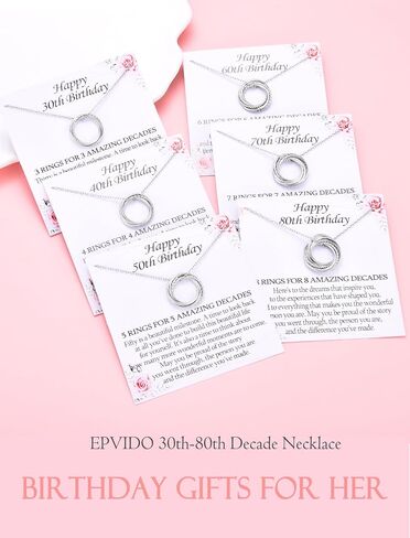 Birthday Gifts for Women Happy 30th 40th 50th 60th 70th 80th Birthday Decade Necklace Meaningful Gifts Necklace for Mom Mother in Law Grandma in Saudi Arabia