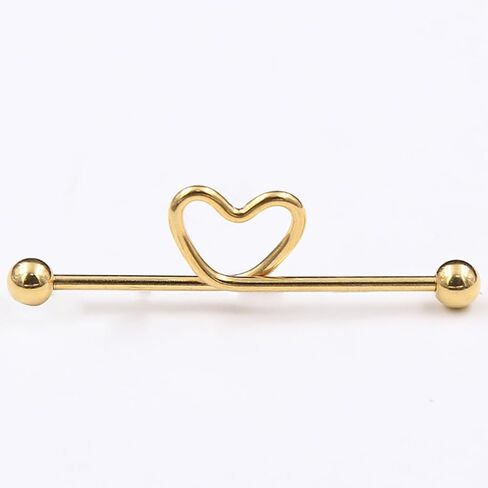 14G Heart Industrial Barbell Earrings for Women Girls Stainless Steel 38mm Long Cartilage Helix Piercing Bar Industrial Body Piercing Jewelry in Kuwait