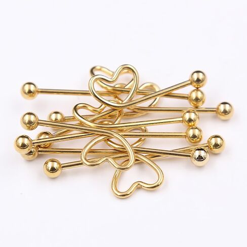 14G Heart Industrial Barbell Earrings for Women Girls Stainless Steel 38mm Long Cartilage Helix Piercing Bar Industrial Body Piercing Jewelry in Kuwait