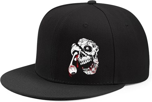 Skull Hats Rose Hat Snapback Hat for Men Skeleton Flower Mens Horror Baseball Cap Flat Bill Brim Snap Backpack Hat Boy in Kuwait