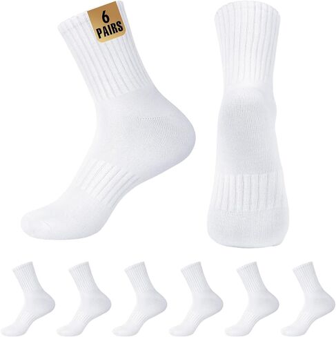 MUQU Mens White Quarter Socks - Thin Athletic Running Mid Crew Socks for Sports 6 Pairs in Kuwait