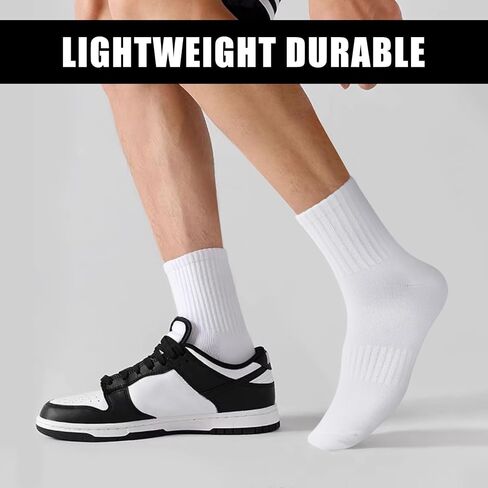 MUQU Mens White Quarter Socks - Thin Athletic Running Mid Crew Socks for Sports 6 Pairs in Kuwait
