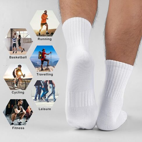 MUQU Mens White Quarter Socks - Thin Athletic Running Mid Crew Socks for Sports 6 Pairs in Kuwait