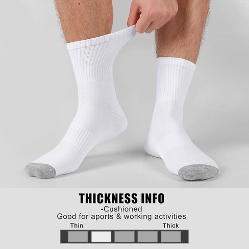 MUQU Mens White Quarter Socks - Thin Athletic Running Mid Crew Socks for Sports 6 Pairs in Kuwait