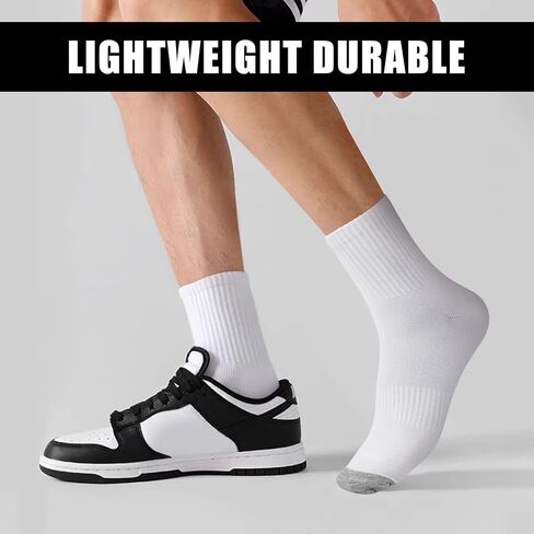 MUQU Mens White Quarter Socks - Thin Athletic Running Mid Crew Socks for Sports 6 Pairs in Kuwait