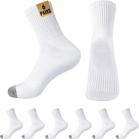 MUQU Mens White Quarter Socks - Thin Athletic Running Mid Crew Socks for Sports 6 Pairs in Kuwait